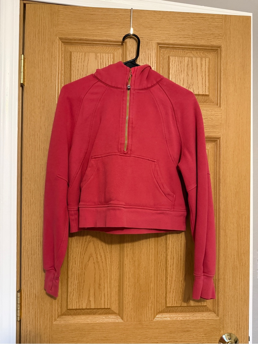Lululemon Cropped Red Half-Zip Hoodie Sweater size xs/sm